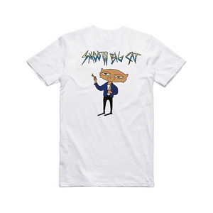 Smoking Cat / White T-Shirt
